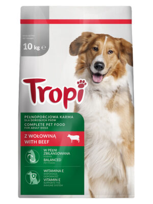Sucha karma z wołowiną dla psa - TROPI - 10kg